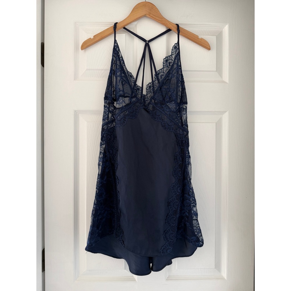 In Bloom Women's Lace & Satin Chemise Navy‎ Lingerie